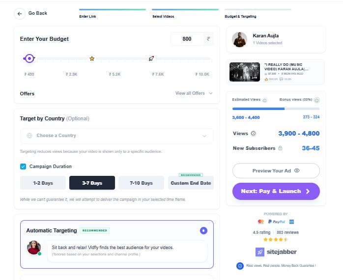 Set Your Goal & budget